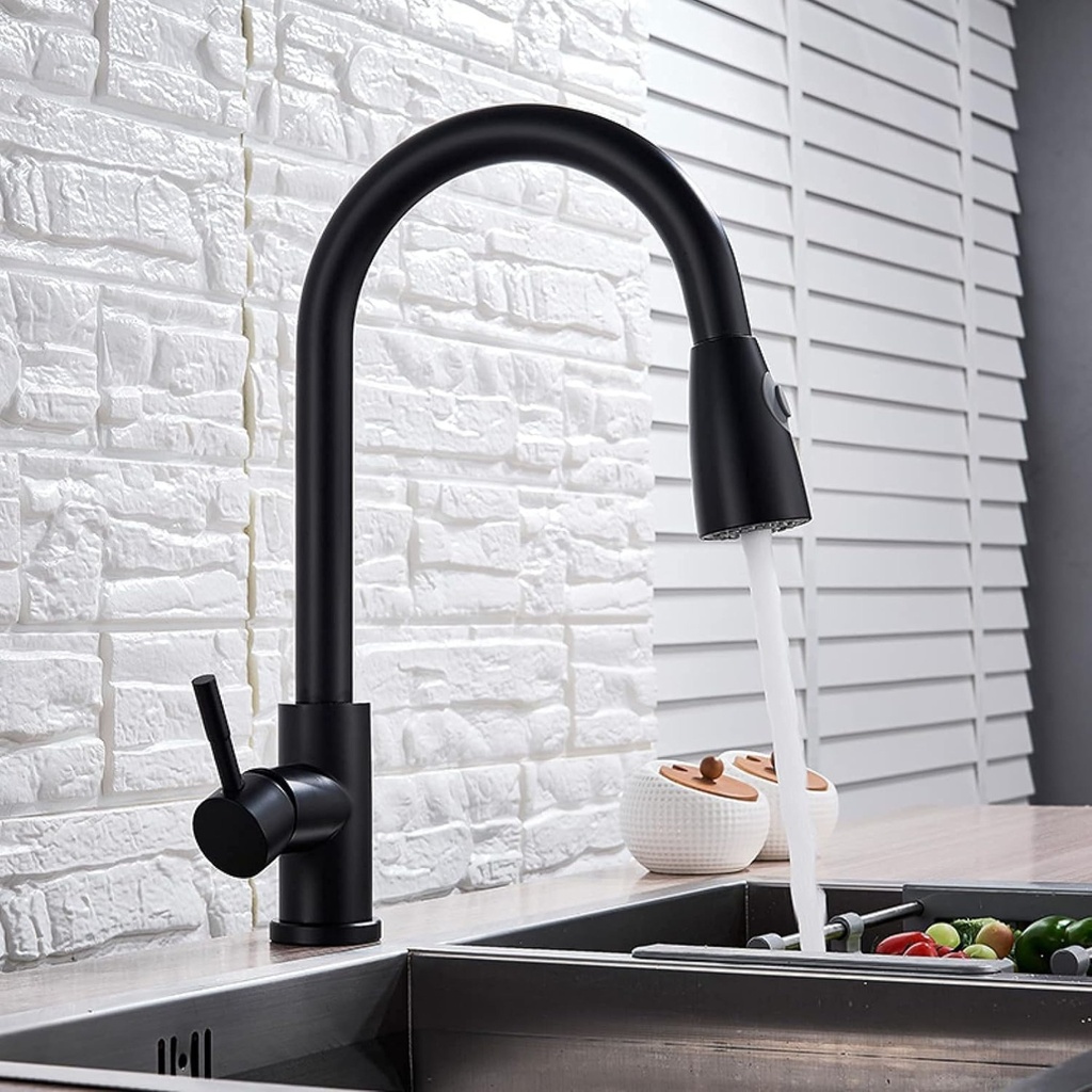 HS003 - Matte Black Pull Out Kitchen Tap