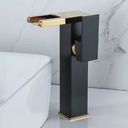 GF06 - Tall Waterfall Gold and Black Mixer Tap