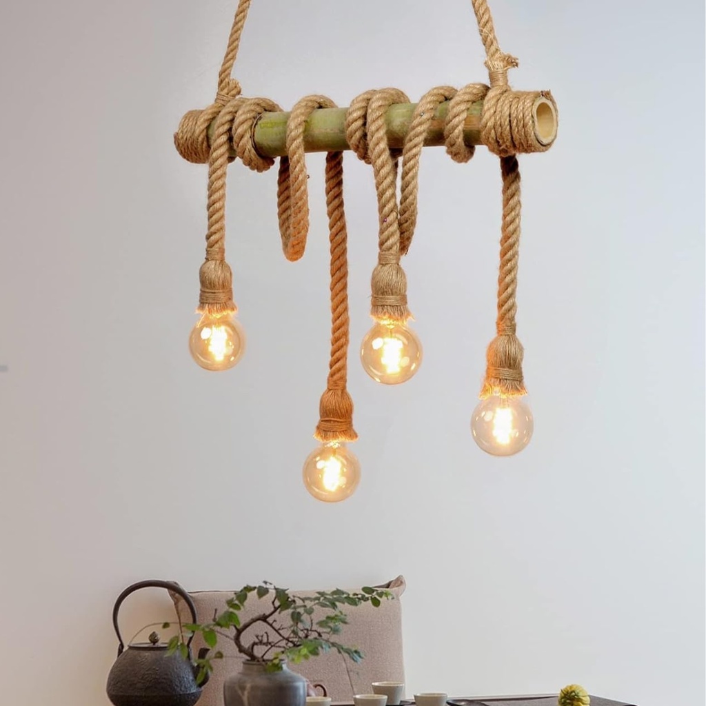 XL8032 - Four Heads Hemp Rope Pendant Lamp