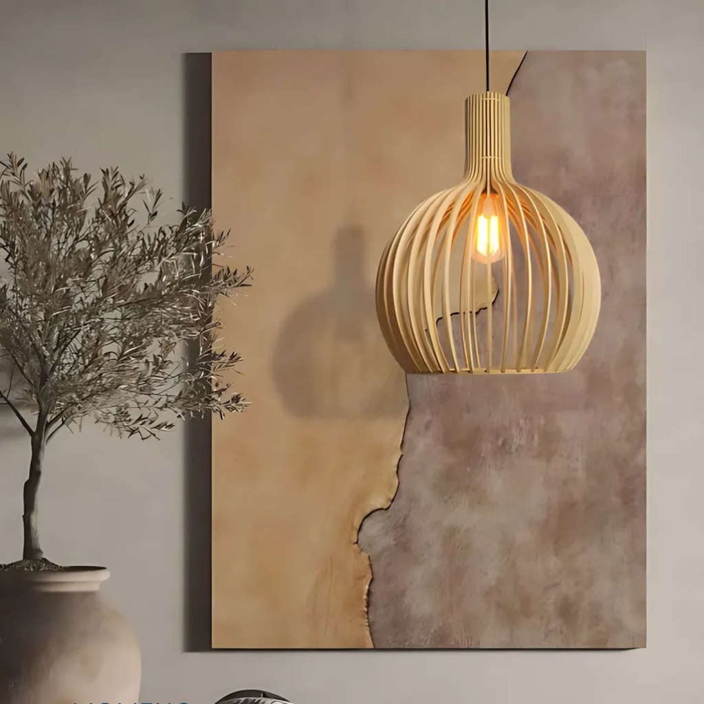 AQ21 - Nordic Wooden Birdcage Pendant Lamp