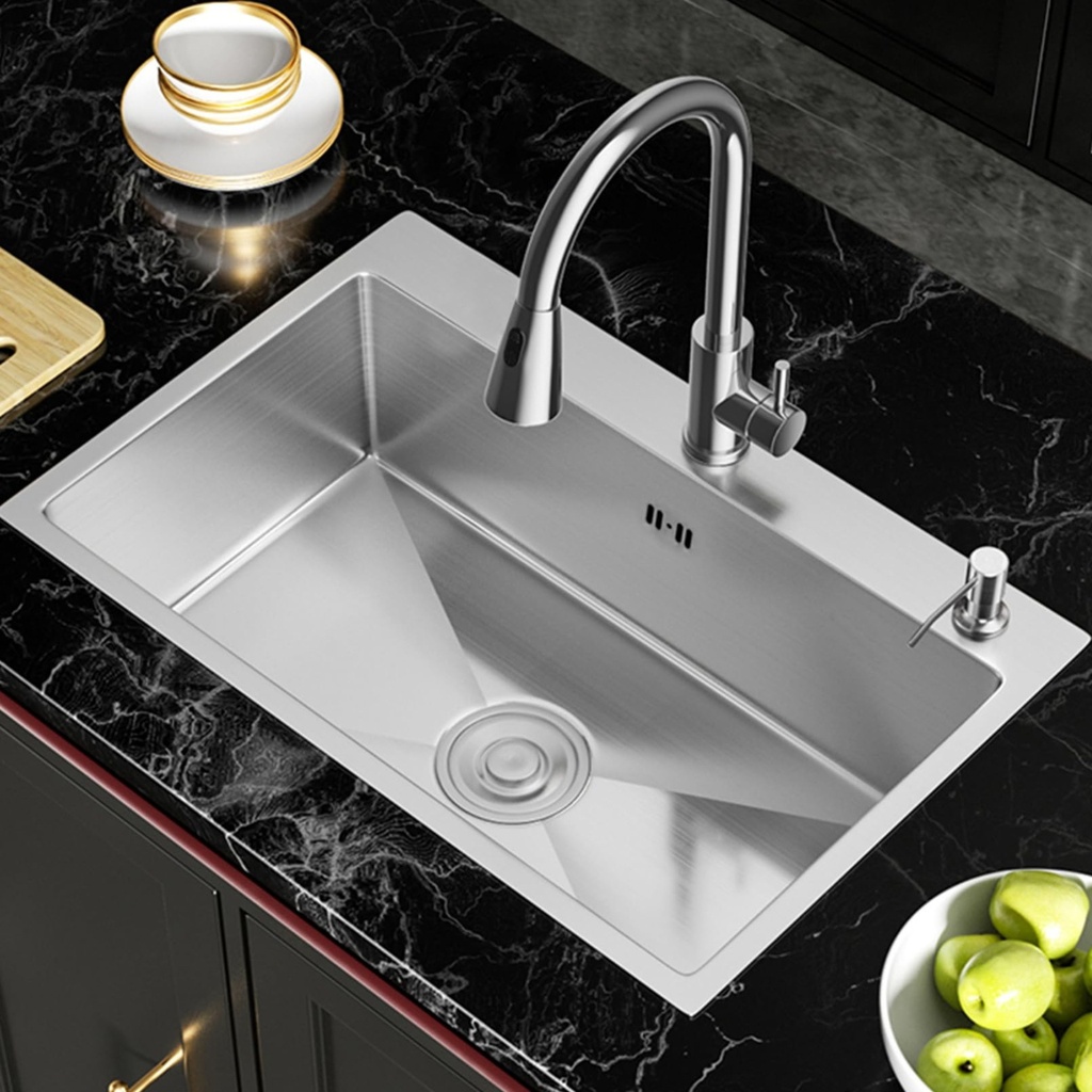 6845 BR - Brushed Steel Single Bowl Kitchen Sink