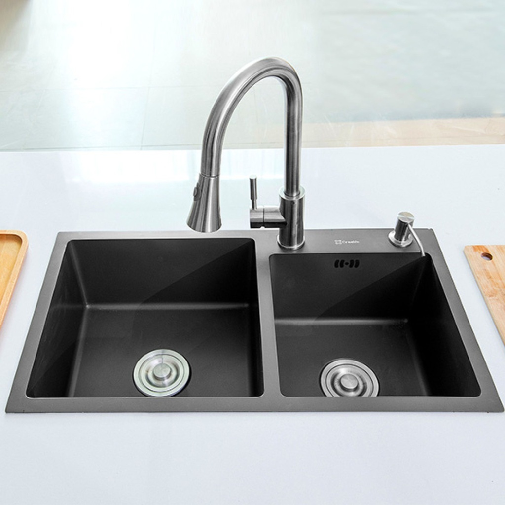 7540 BK -  Nano Black Double Bowl Kitchen Sink