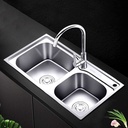 MM7843 - Brushed Steel Double Bowl Kitchen Sink