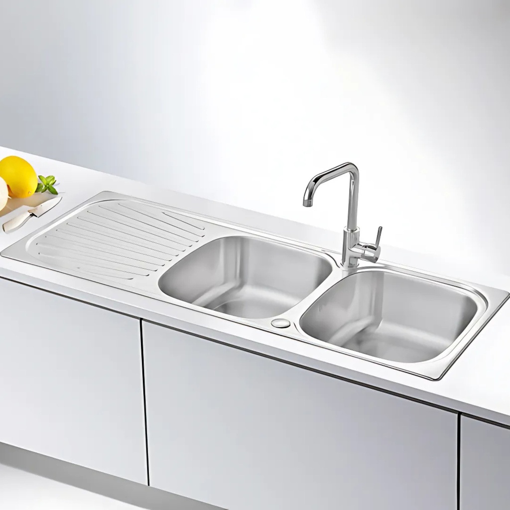 MM12050 Double Bowl Sink with Drainer