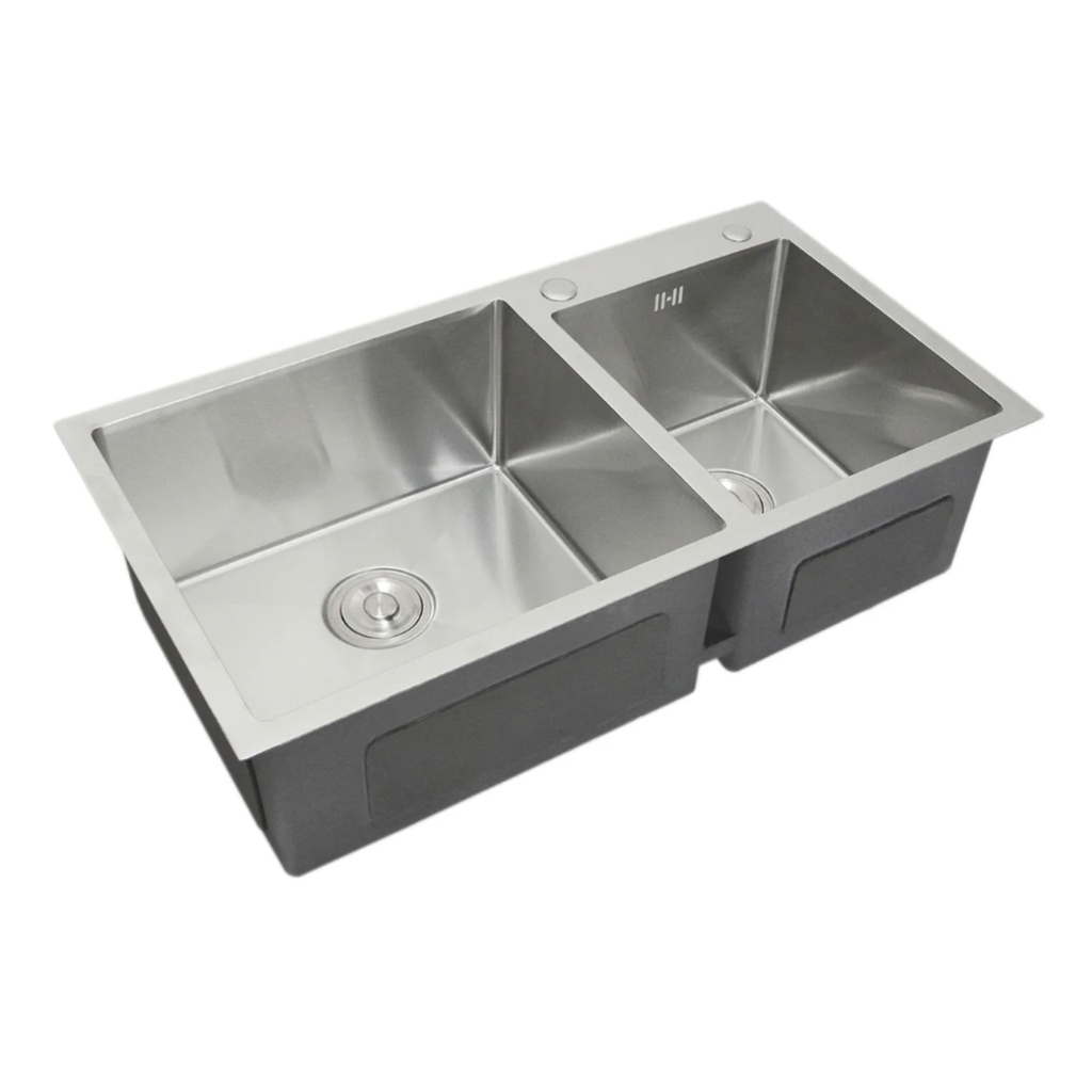 8245 BR - Brushed Steel Double Bowl Sink