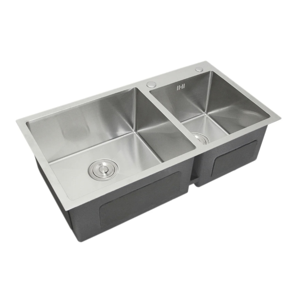 7843 BR - Brushed Stainless Steel Double Bowl Kitchen Sink