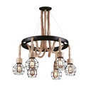 XL8017 - Retro 6 Lamp Hemp Rope Chandelier