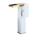 GF07 - Tall Waterfall Gold and White Mixer Tap